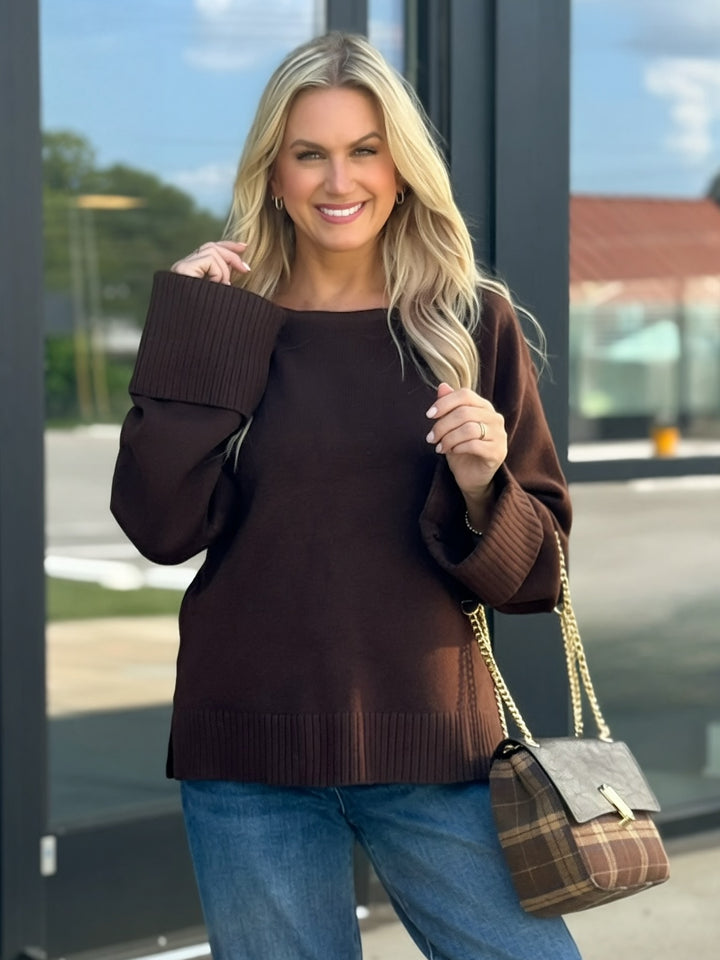 Just My Type Sweater- Walnut