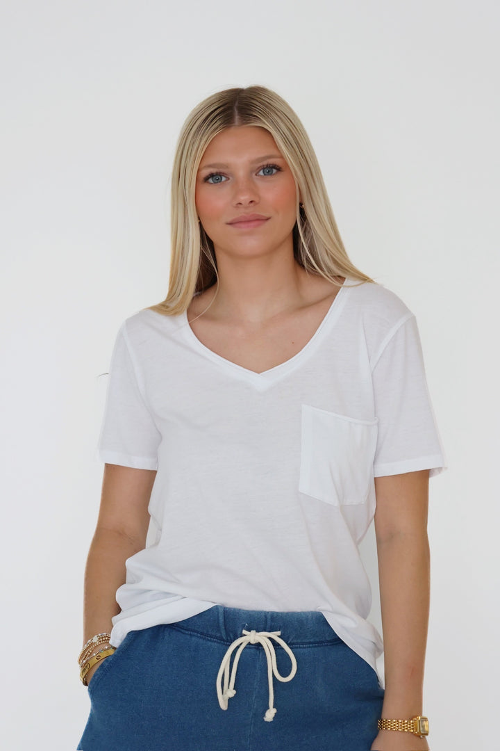 Modern Pocket Tee- White