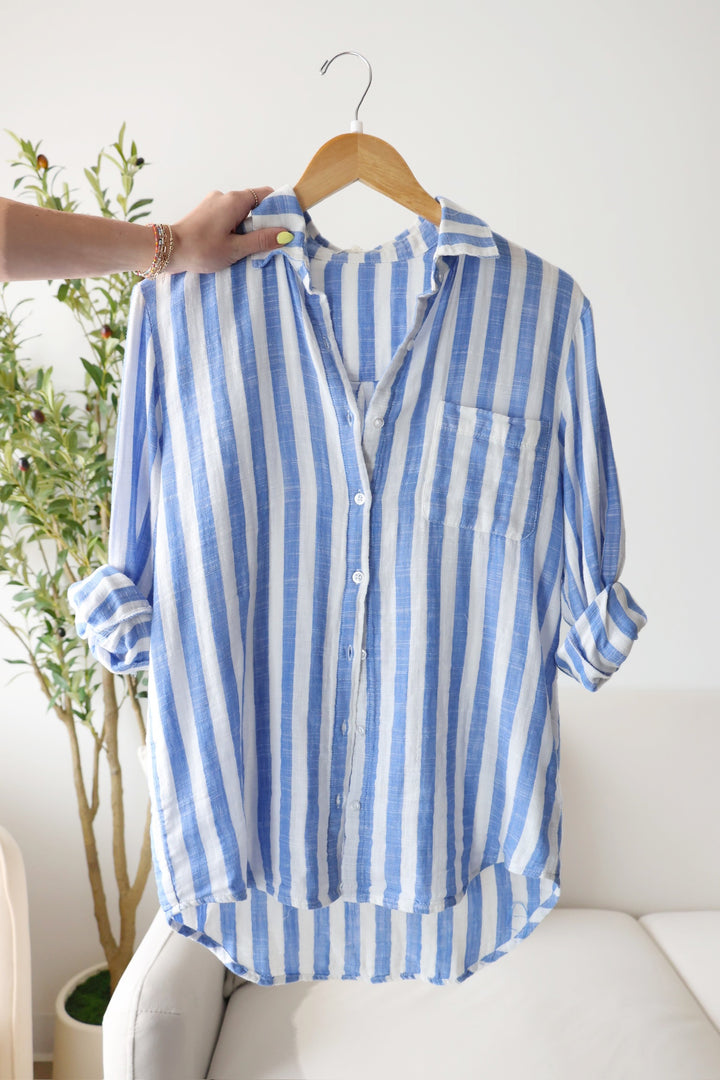 Saturdays Stripe Shirt- White/Blue