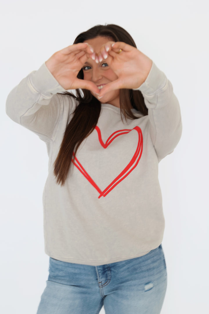 Heart Puff Graphic Sweatshirt