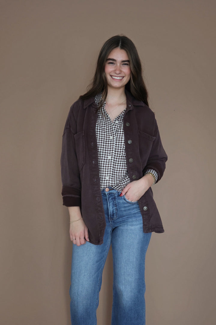 All Day Knit Jacket- Chocolate Cherry