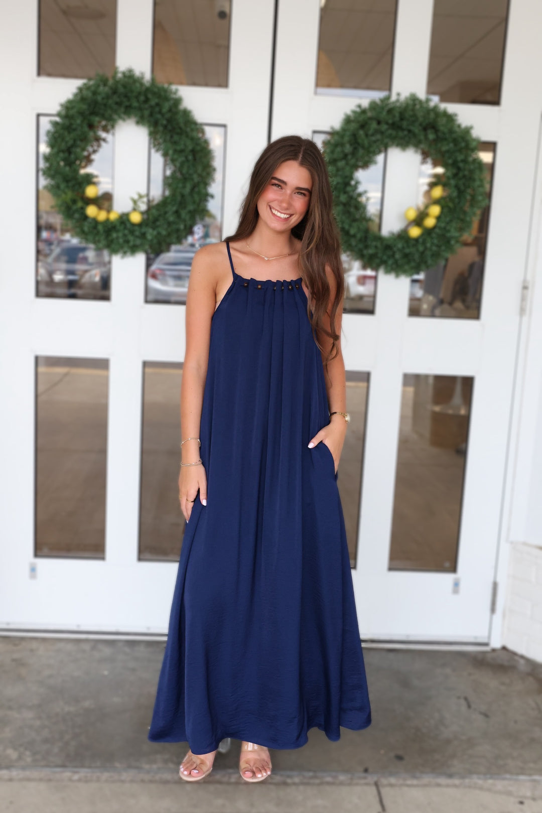 Breezy Beaded Maxi Dress Navy / Large