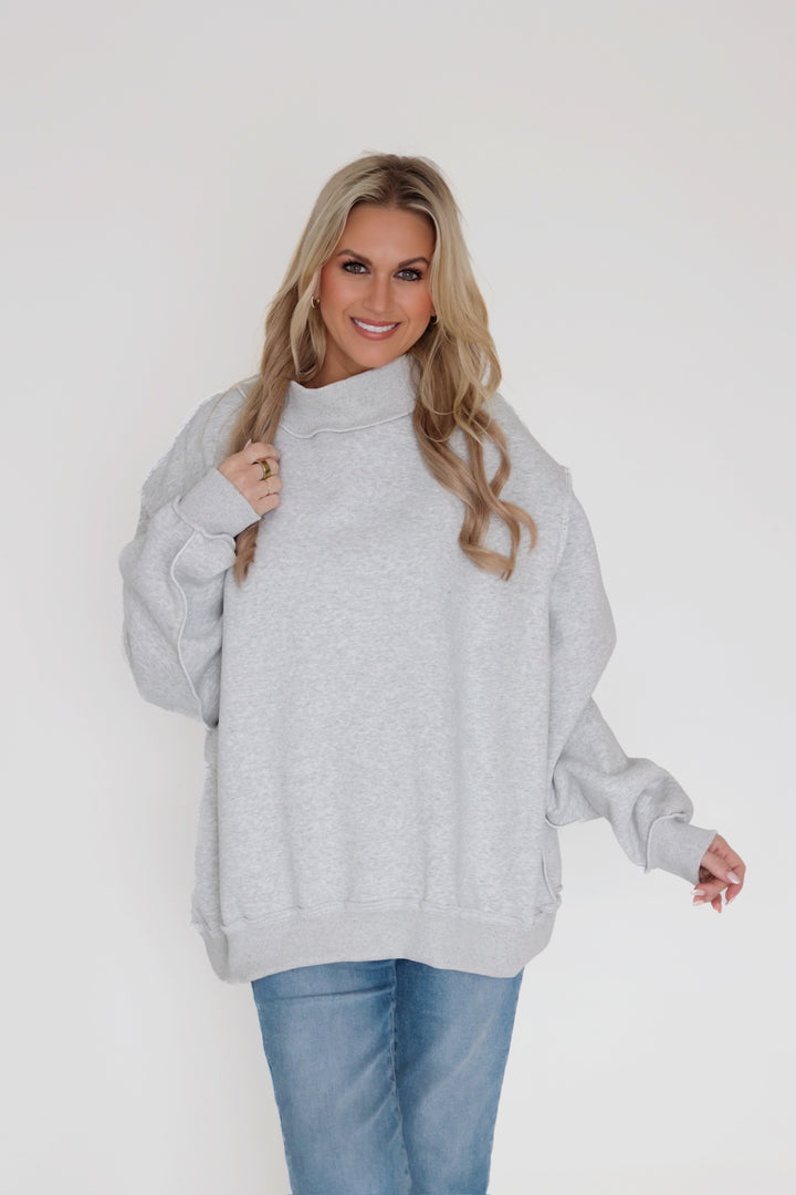 Solid Reversible Mock- Heather Grey