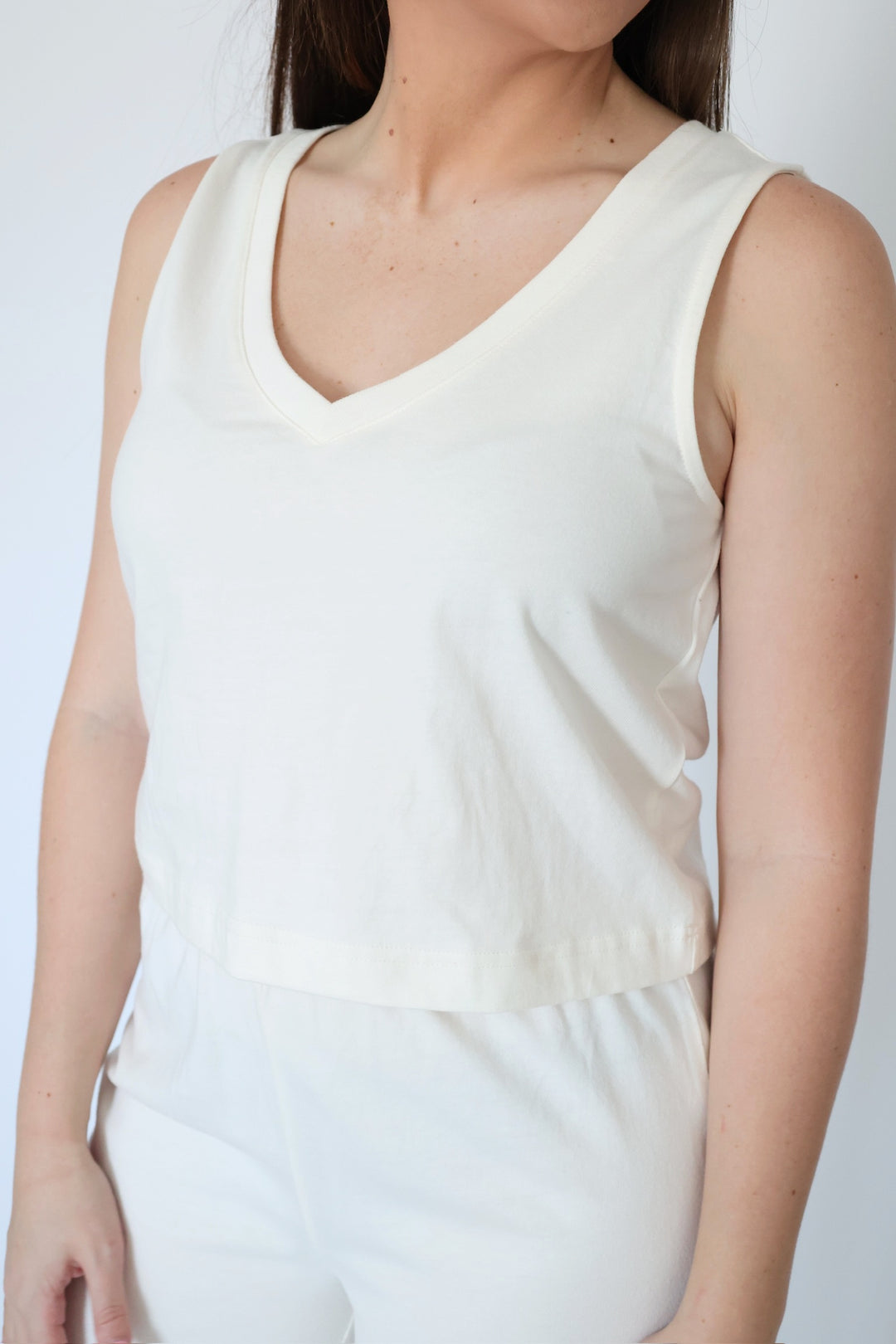 Sloane V-Neck Tank - Sea Salt