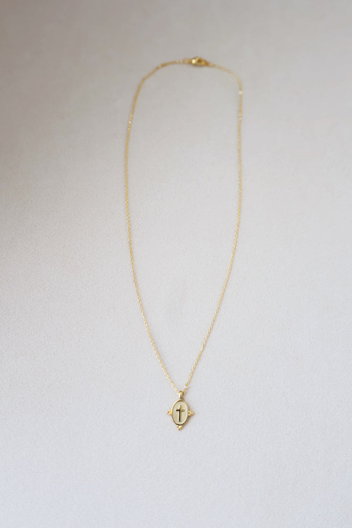 Cross Oval Coin Necklace