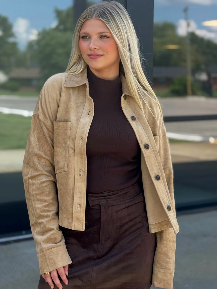 All Day Cropped Suede Jacket