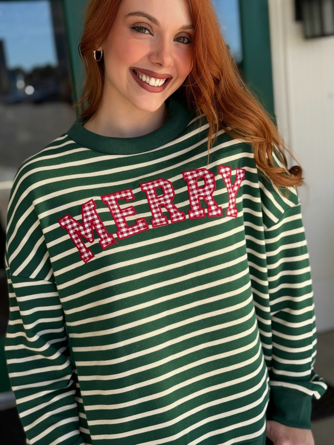 Stripe Merry Sweatshirt