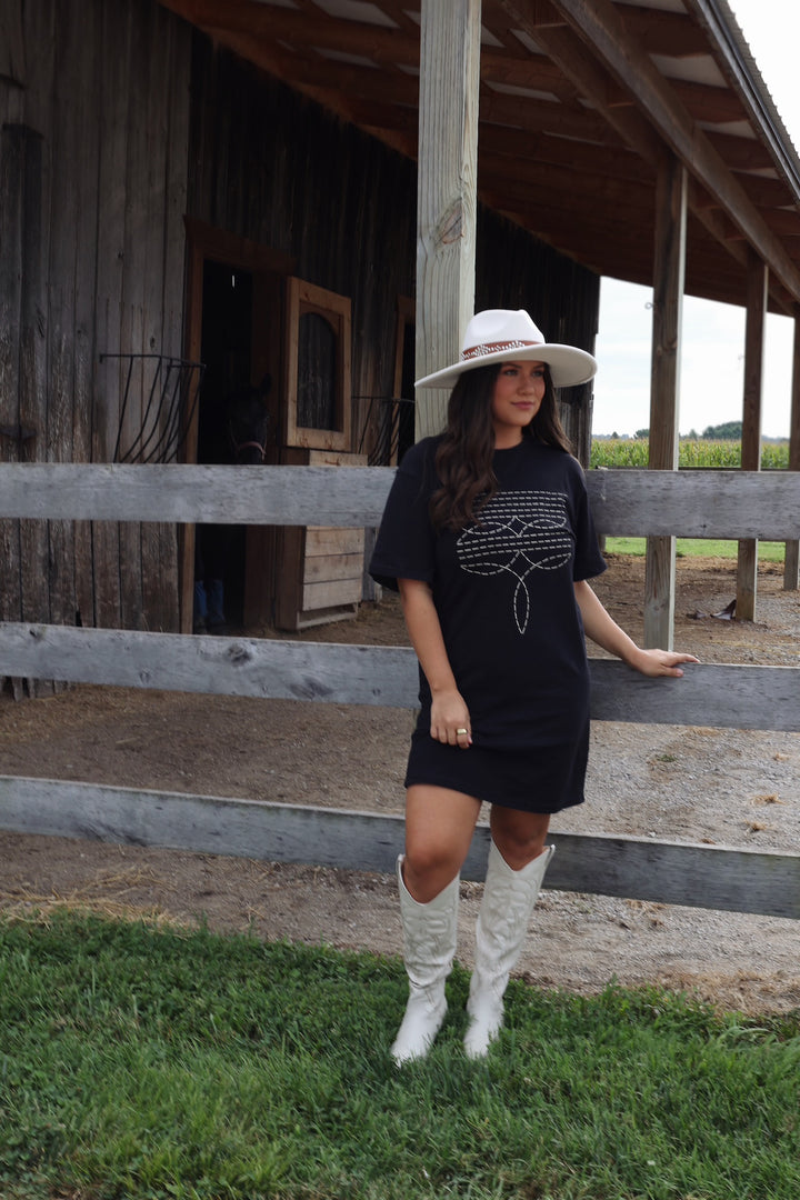 Out West T-Shirt Dress - Black (FINAL SALE)