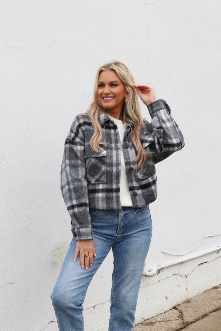 Bluff Plaid Jacket- Charcoal