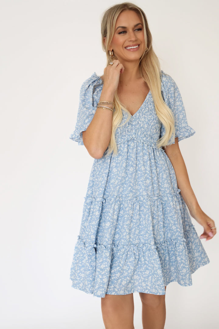 Emma Dress- Blue Floral