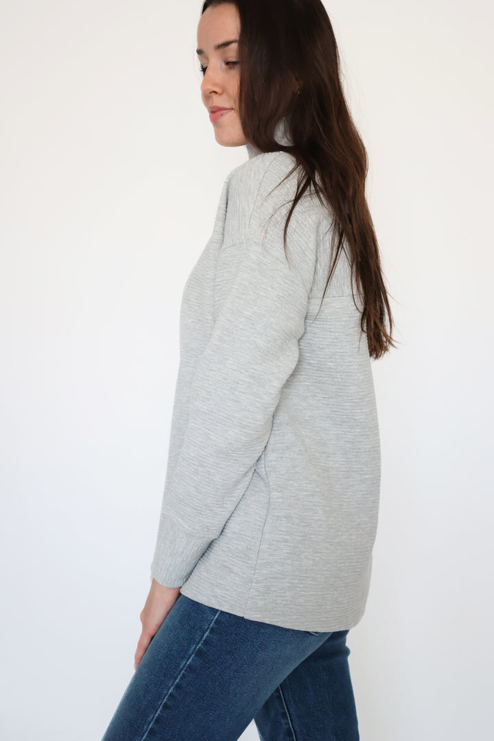 Won't Stop Quilted Pullover - Heather Grey