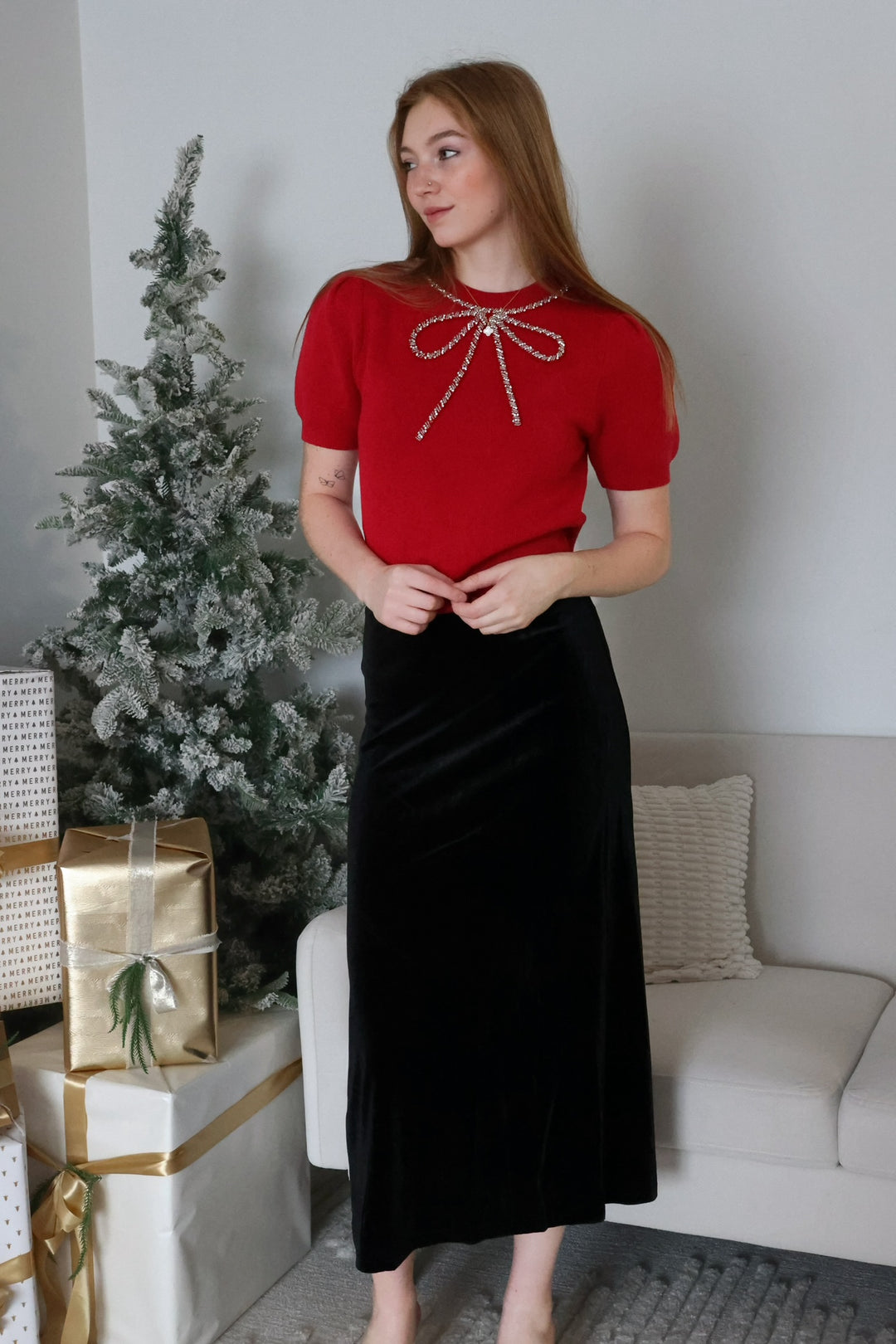 Robin Velvet Skirt- Black