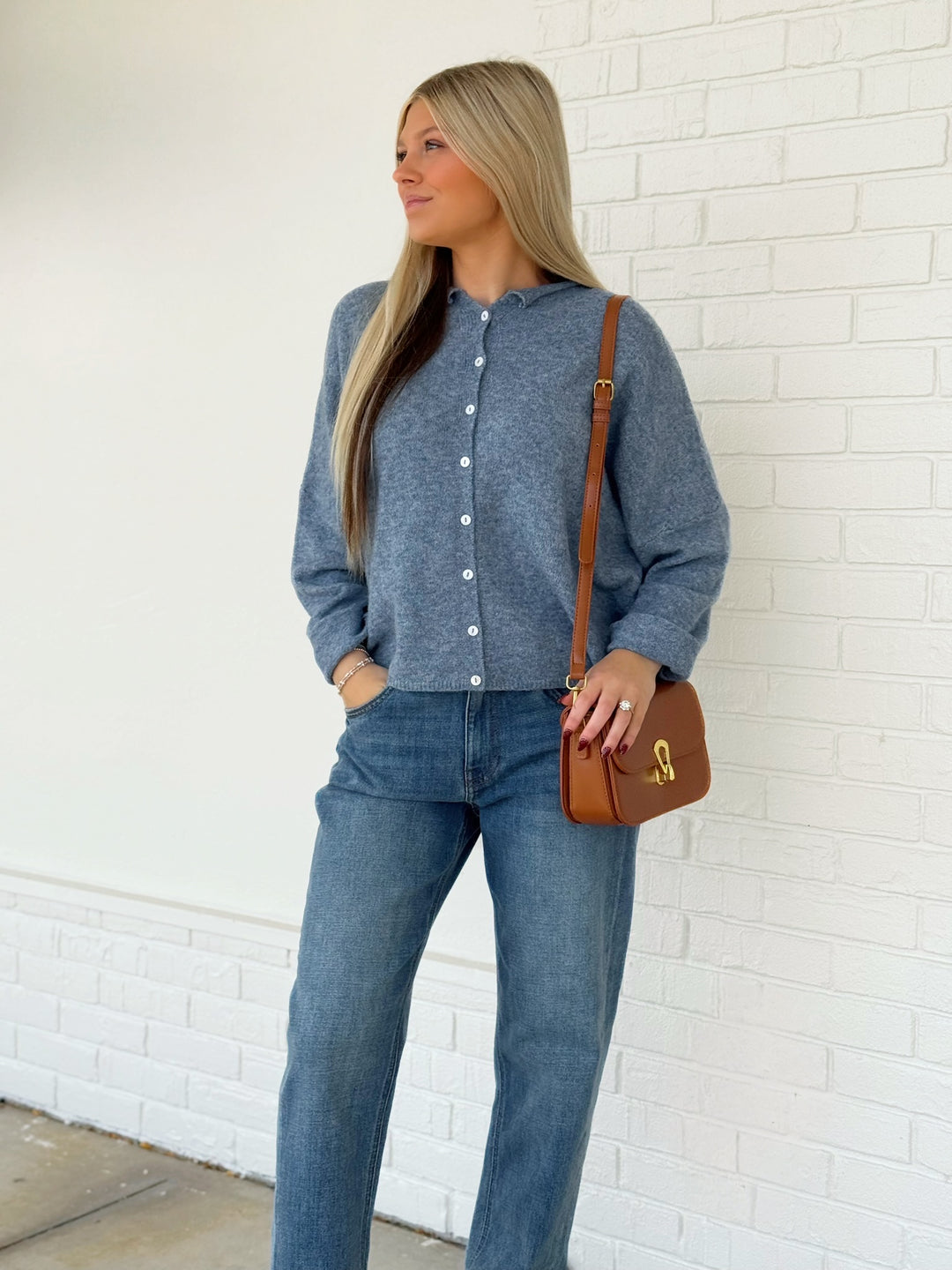 Purcell Cardigan- Dusty Blue