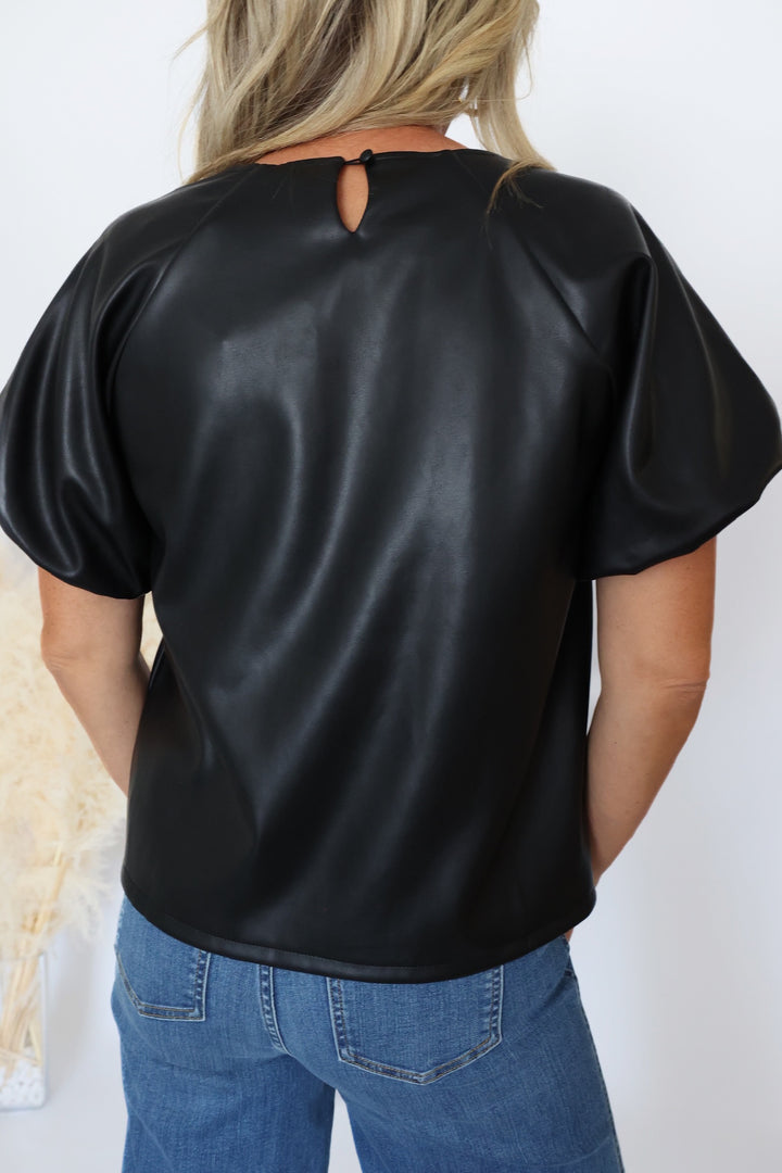 Shane Faux Leather Top