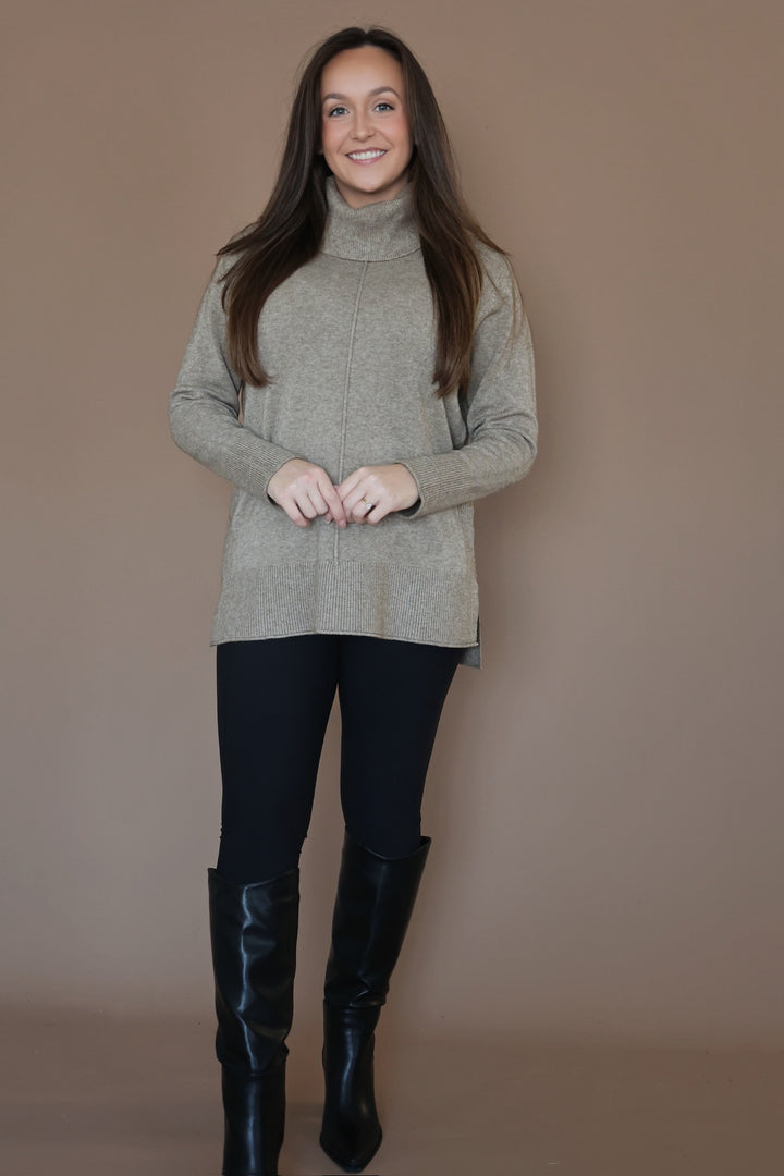 Heavenly Luxe Cowl Neck Sweater- Beige