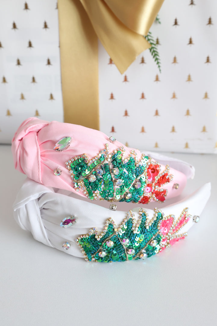 Christmas Tree Beaded Headband