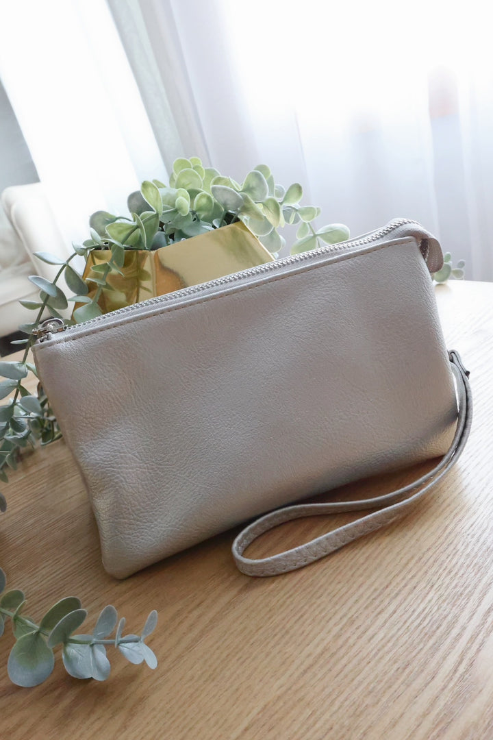 Riley Wristlet Crossbody - Bright Silver