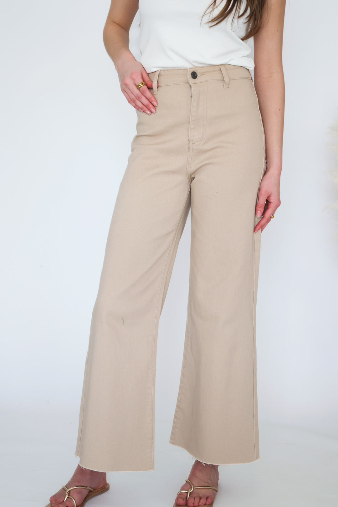 Harper Wide Leg Jean - Almond Milk