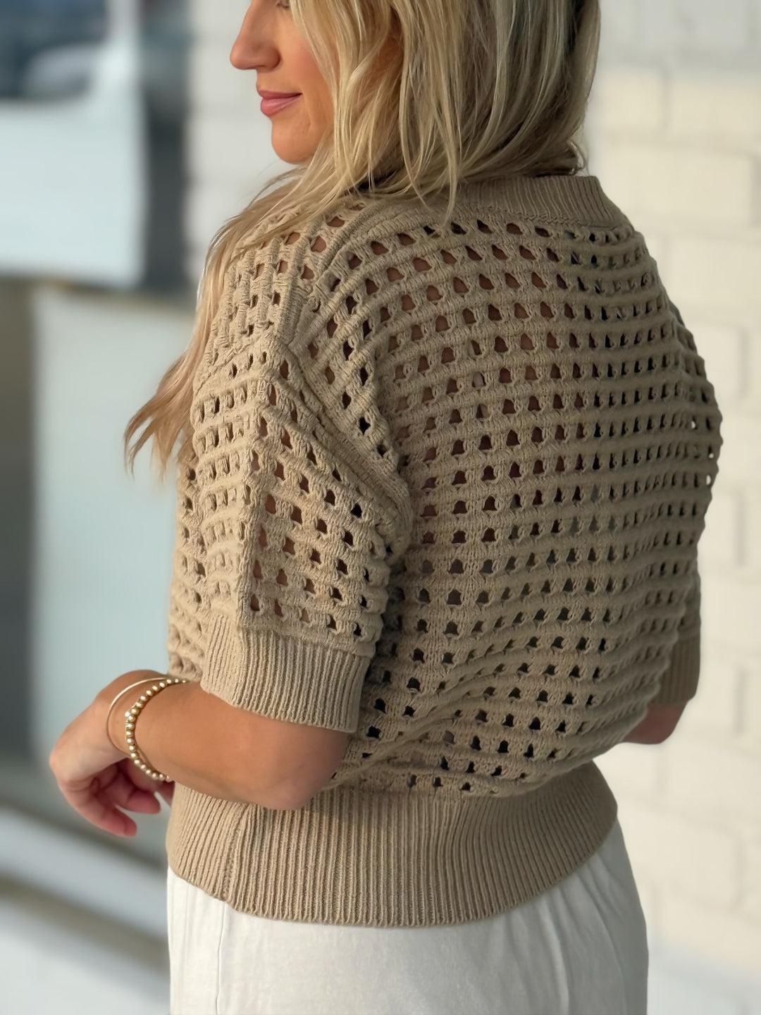 Alina Crochet Top- Taupe