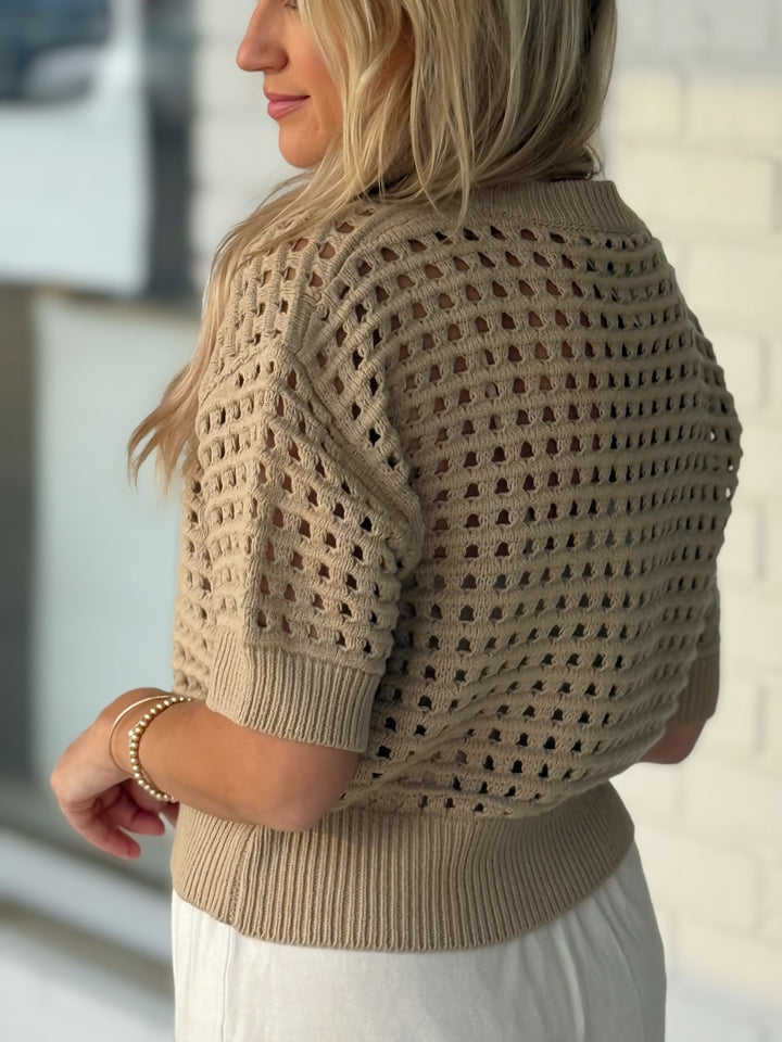 Alina Crochet Top- Taupe