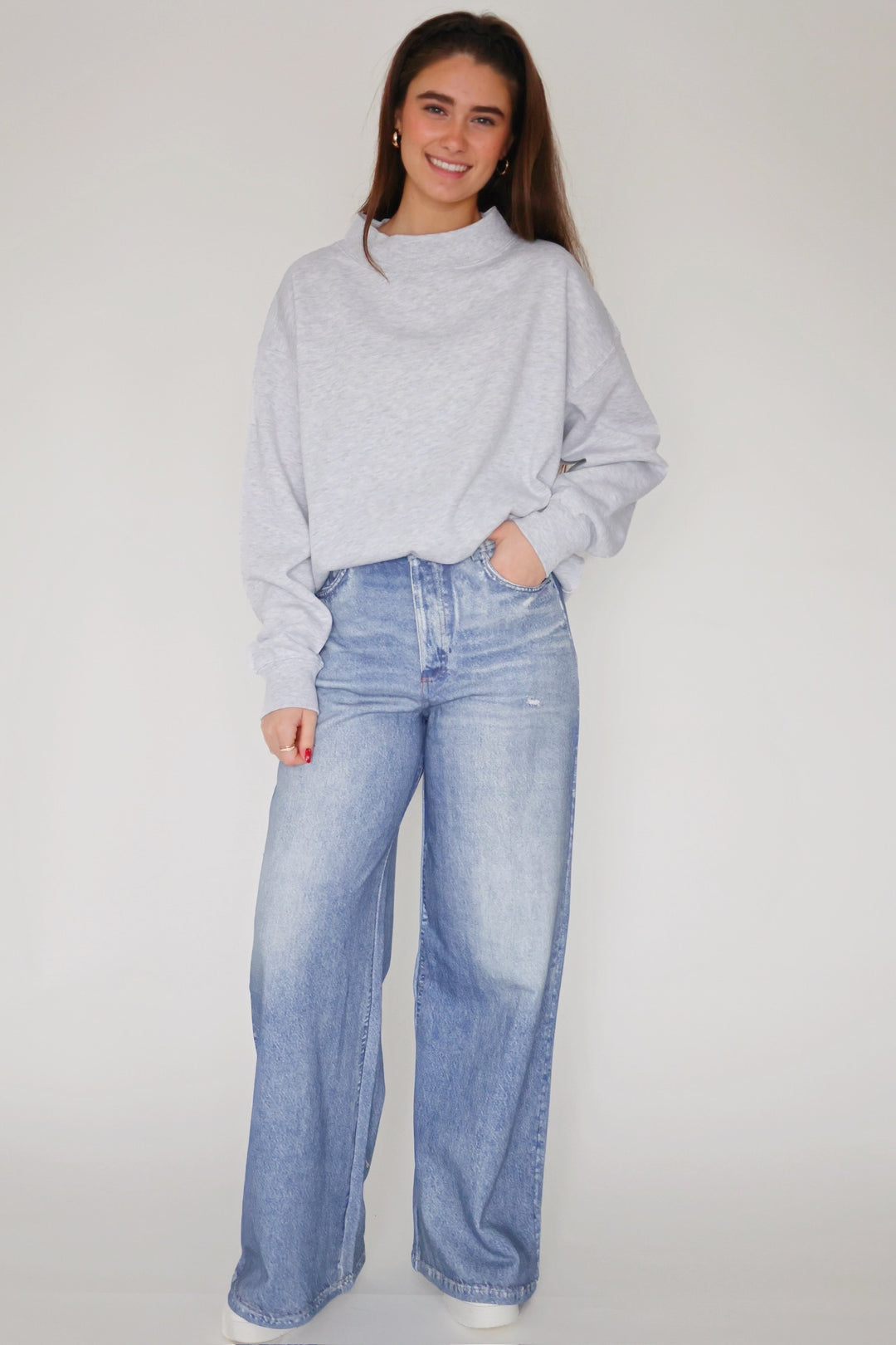 Fleece Mockneck- Grey