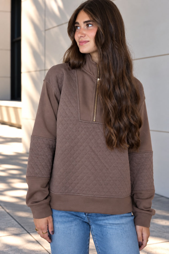 Practical Half Zip- Cocoa