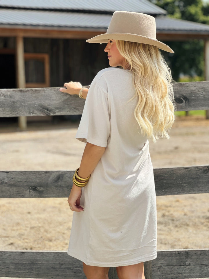 Out West T-Shirt Dress - Bone(FINAL SALE)