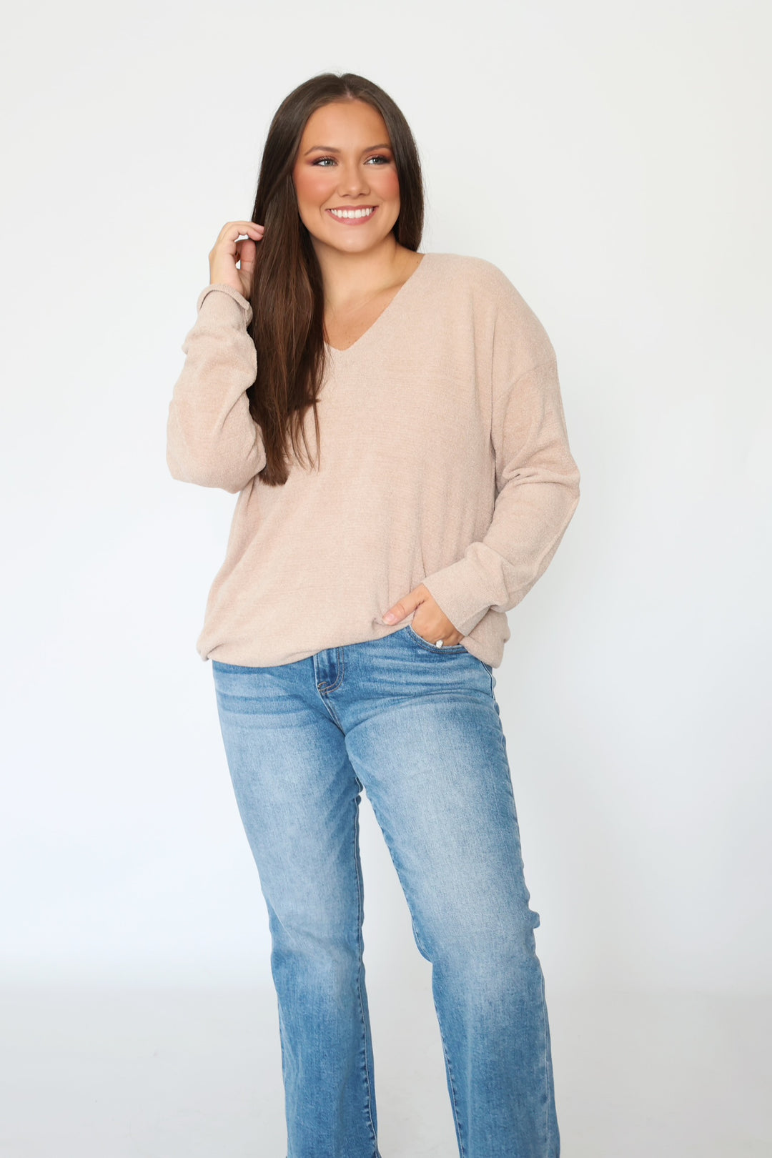 CozyChic Lite V-Neck High/Low Pullover