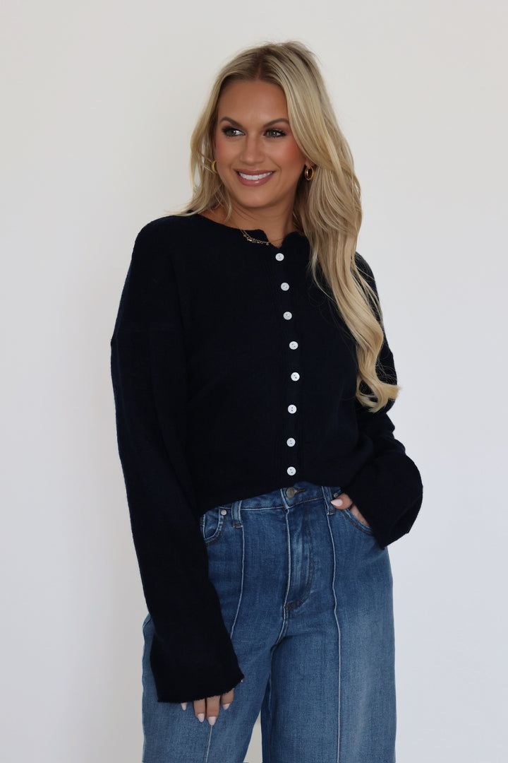 Format Sweater Cardigan- Navy