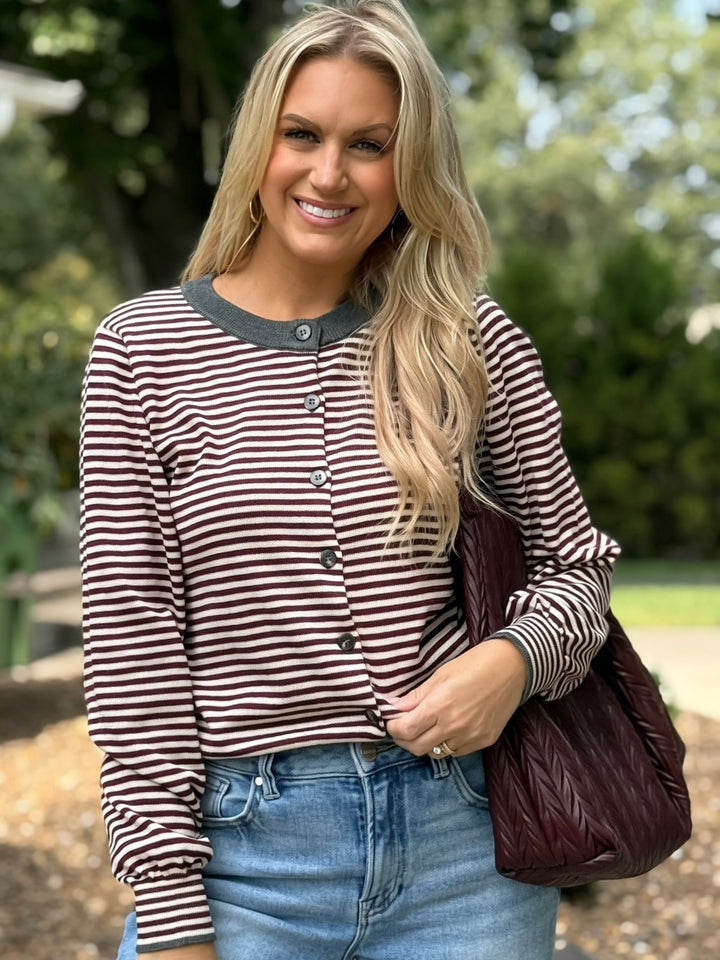 Honesty Policy Cardigan- Burgundy