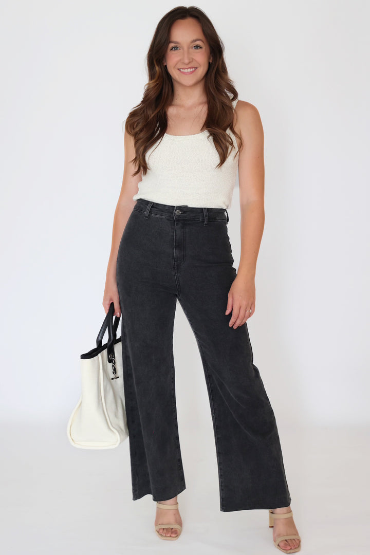 Harper Wide Leg Jean - Black Washed