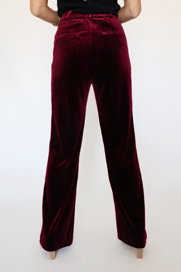 All The Feels Velvet Pant - Burgundy