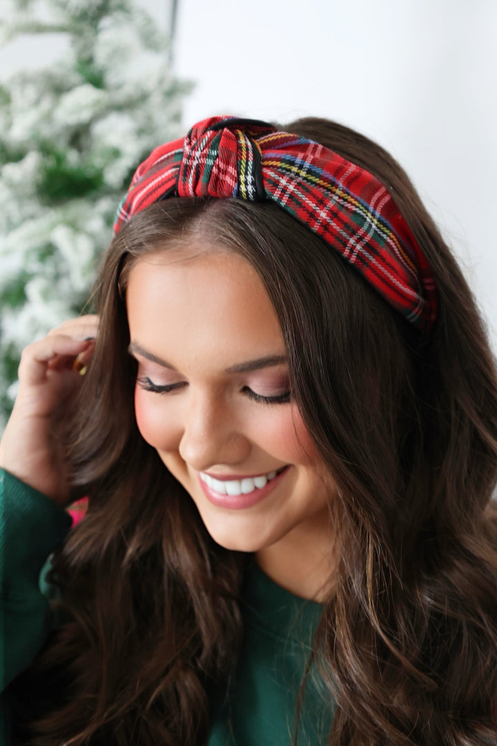 Knotted Plaid Headband