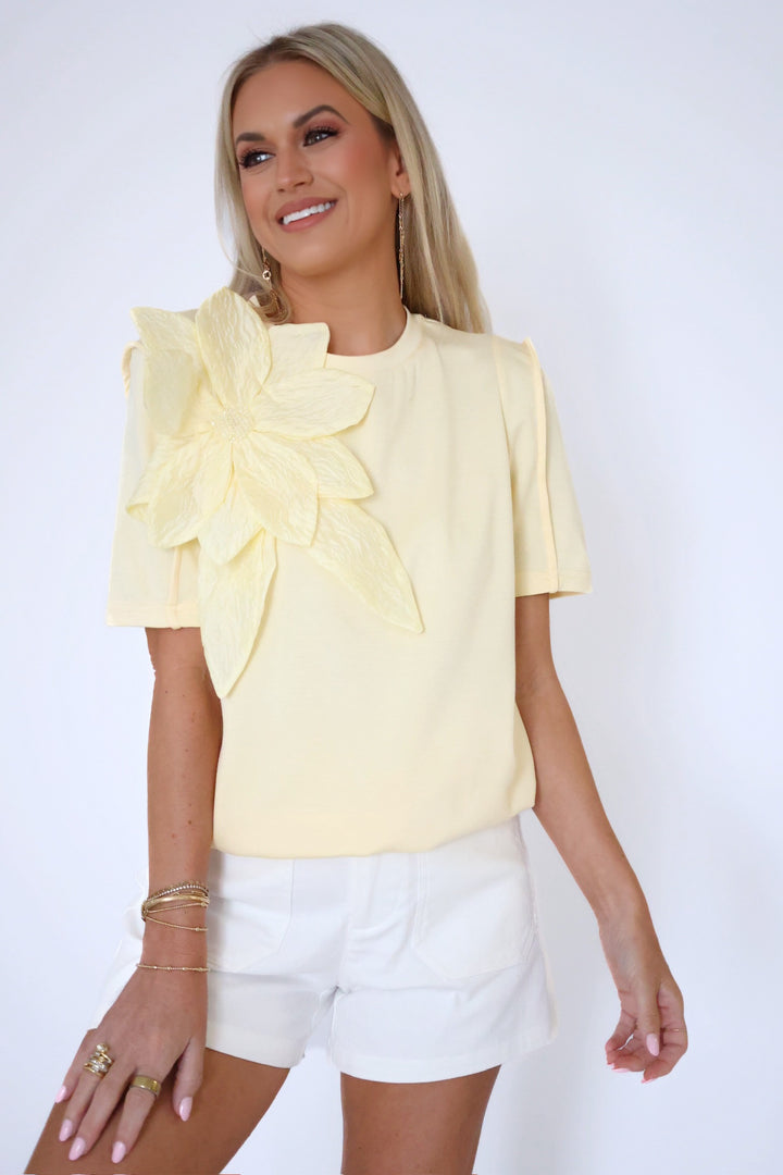 Helena Flower Top- Yellow