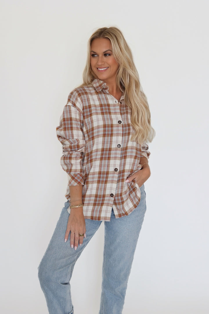 Leah Plaid Shirt - Camel