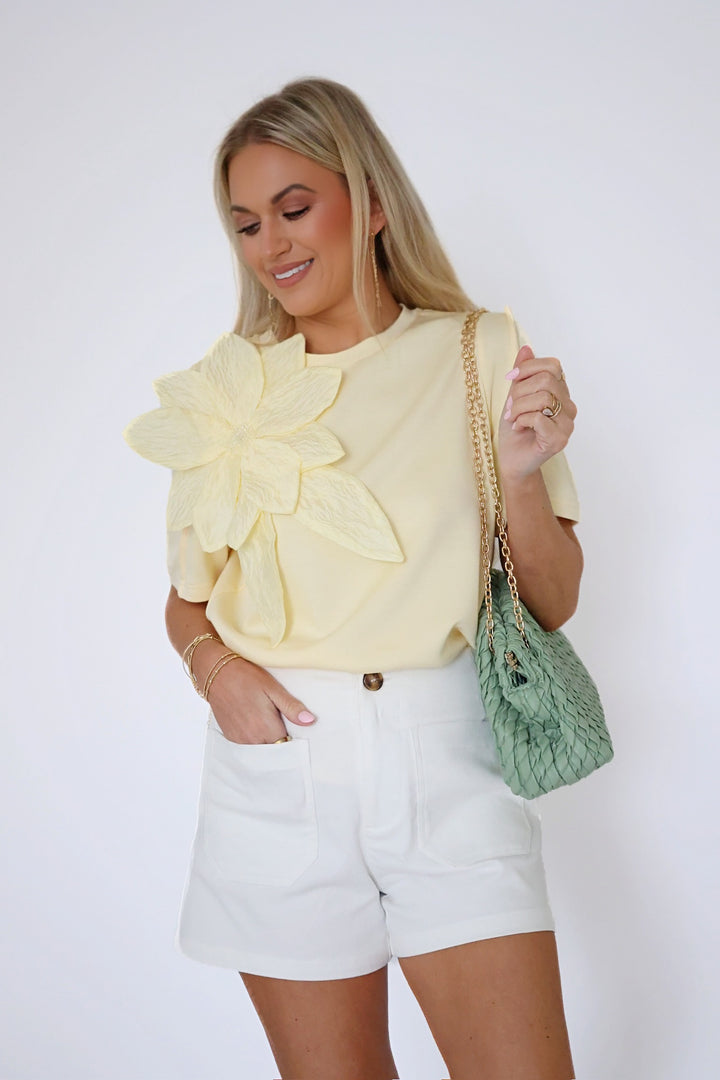 Helena Flower Top- Yellow