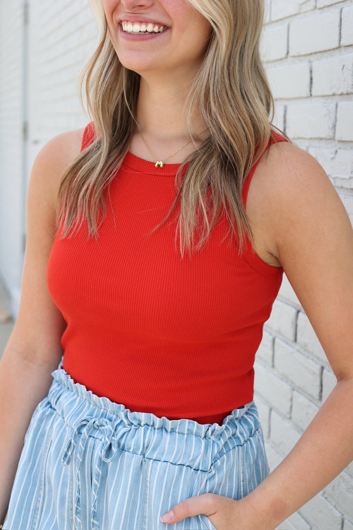 Hadley Rib Tank - Cabana Red