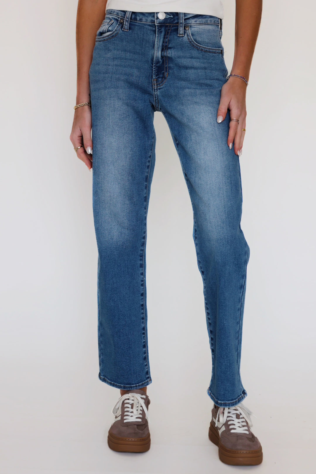 Pricilla Straight Jeans- Medium Wash