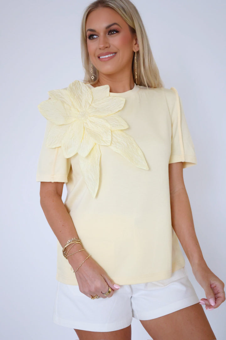 Helena Flower Top- Yellow