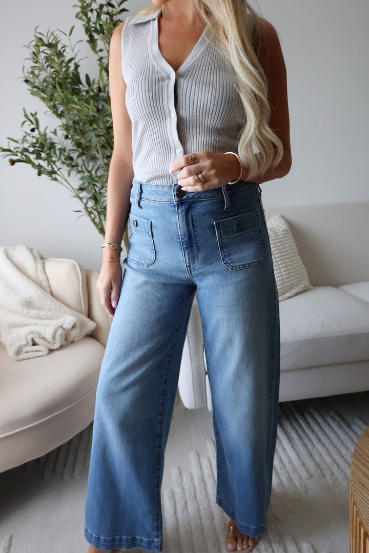 Meg High Rise Fab Ab Wide Leg Jean - Assertive