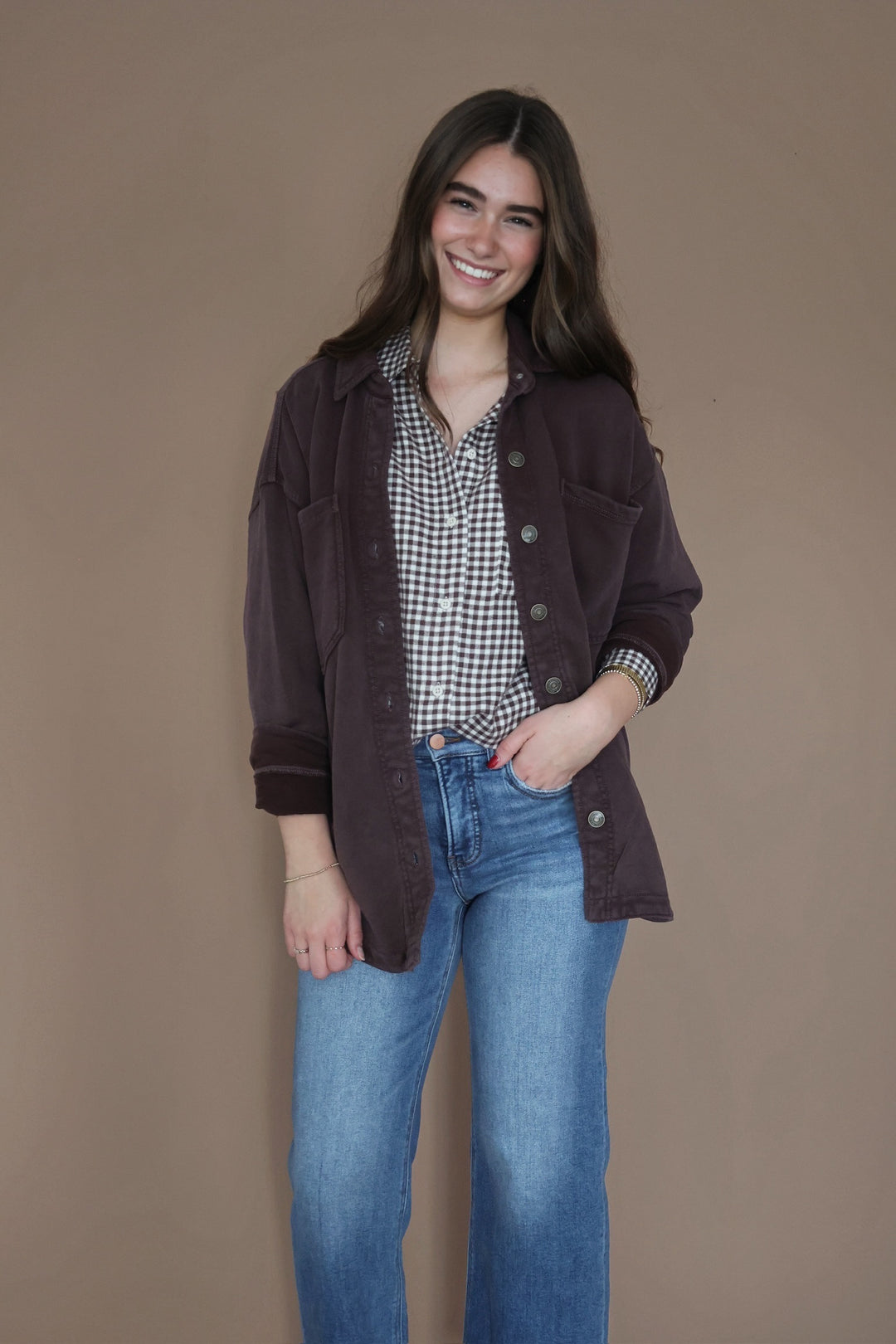 All Day Knit Jacket- Chocolate Cherry