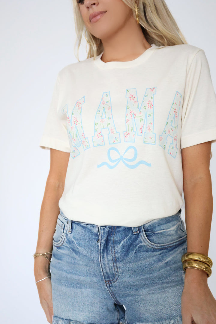 Mama Floral Bow Tee