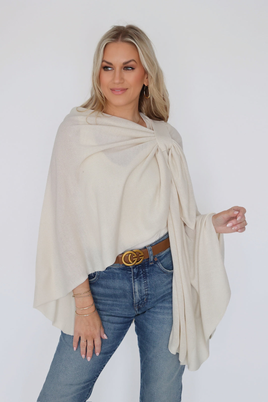 Kiara Pull Thru Wrap- Ivory