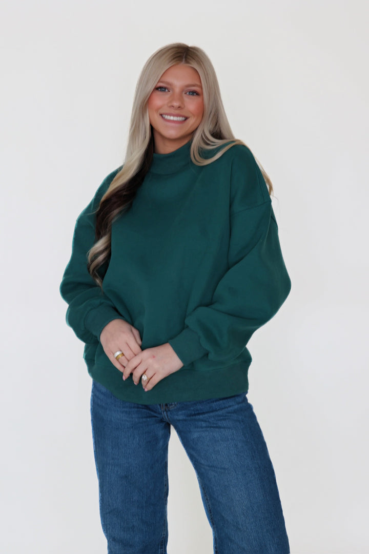 Buyer Mock Neck Sweatshirt- Green