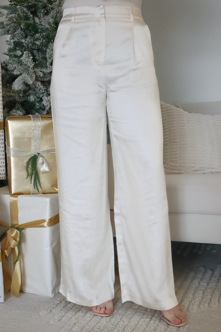 Lulu Satin Pant- Ivory