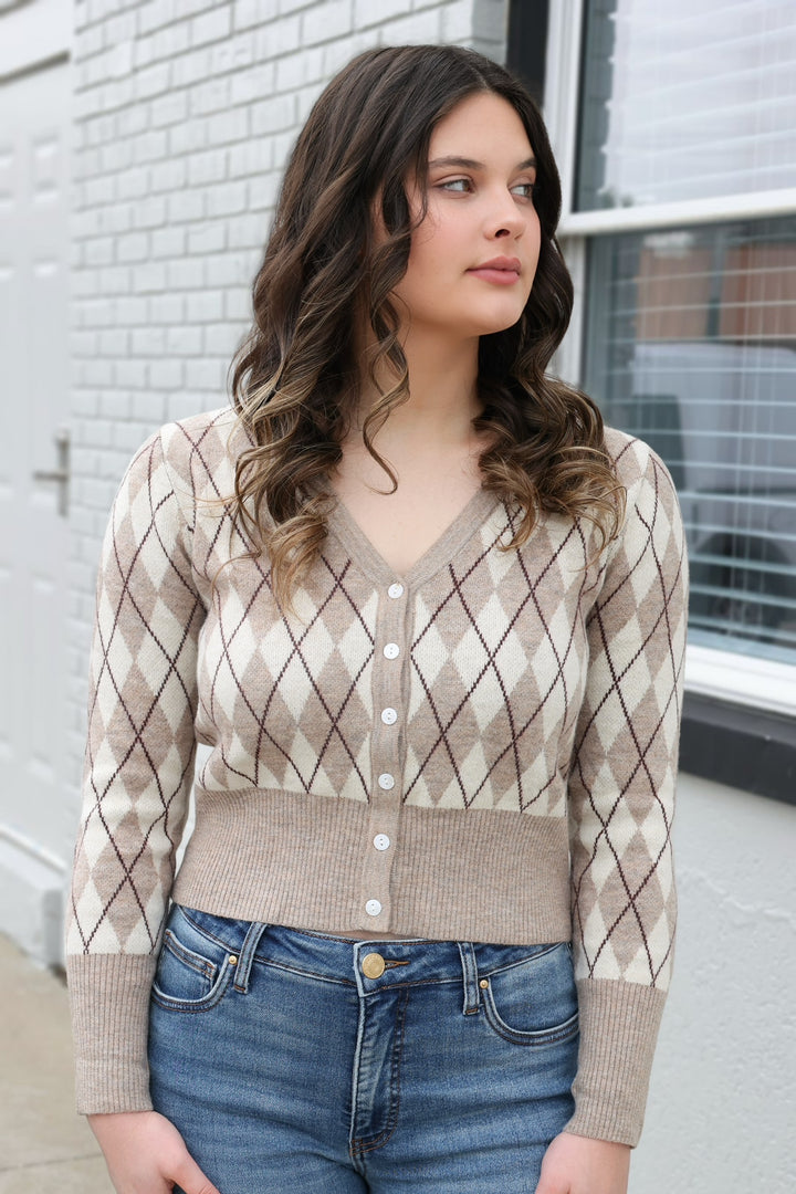 Treasure Argyle Cardigan