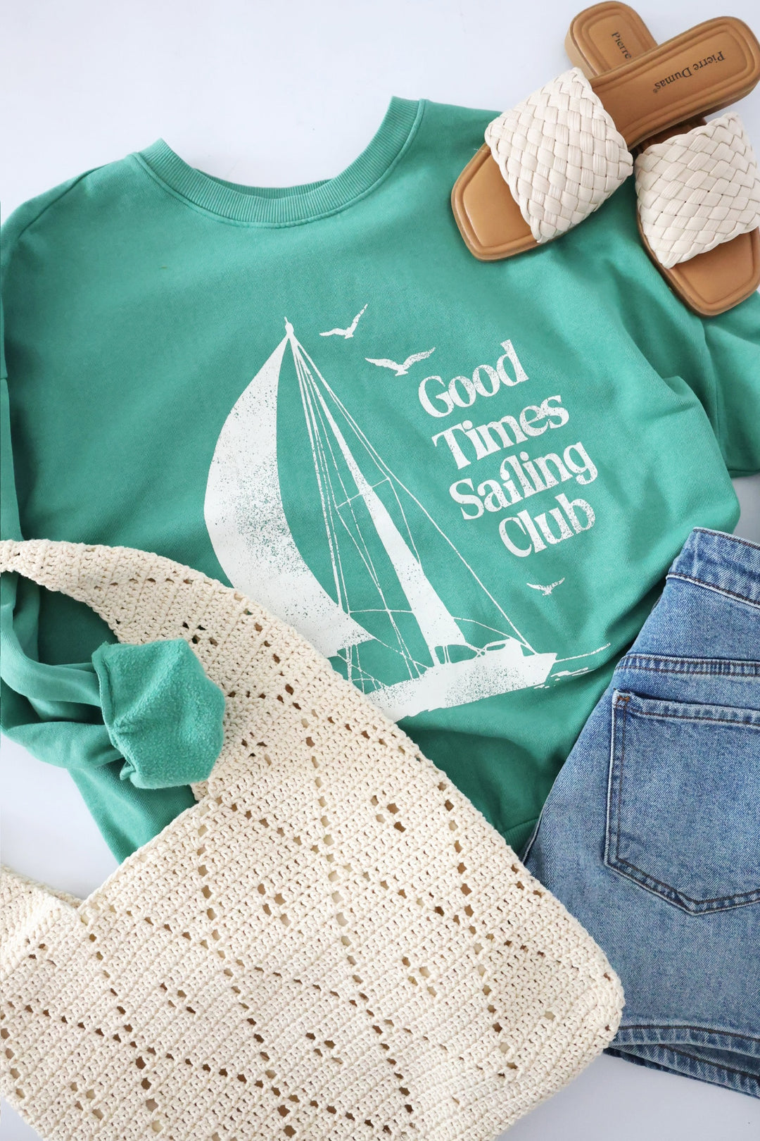 Sail Away Sunday Sweatshirt - Botanical Green