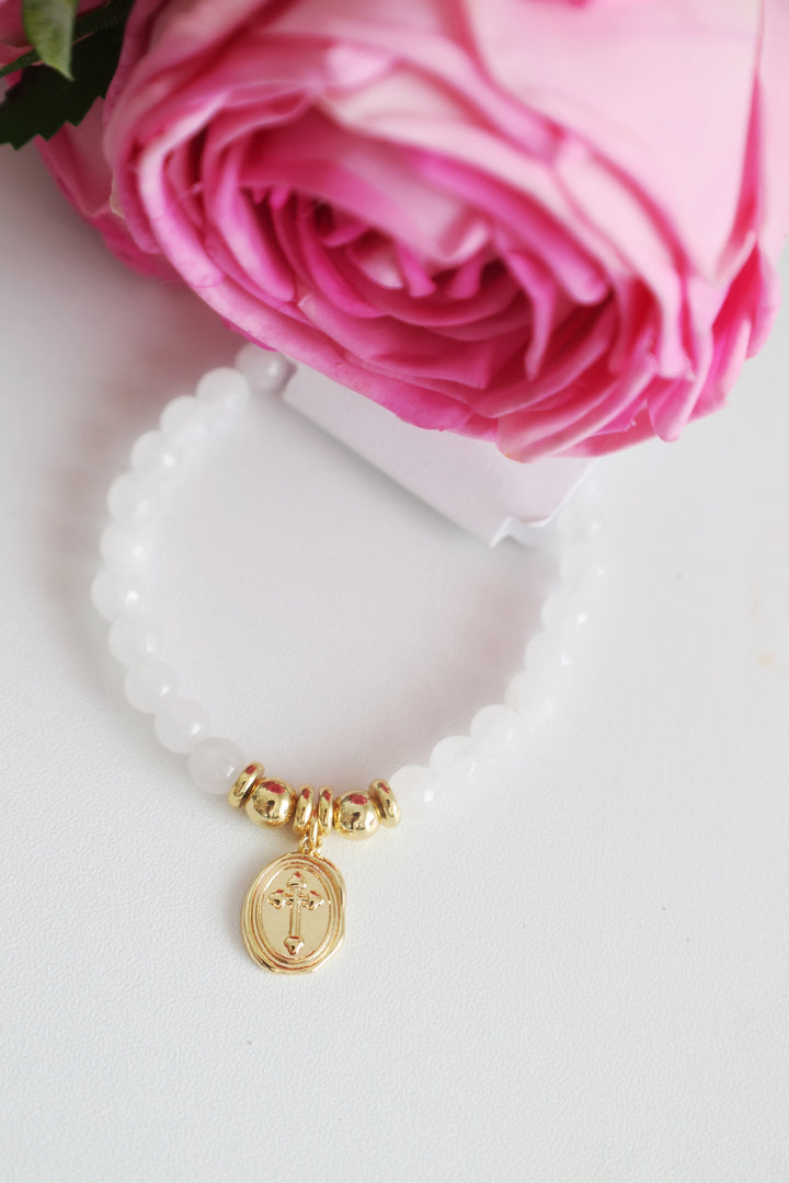 Oval Cross Charm Bracelet