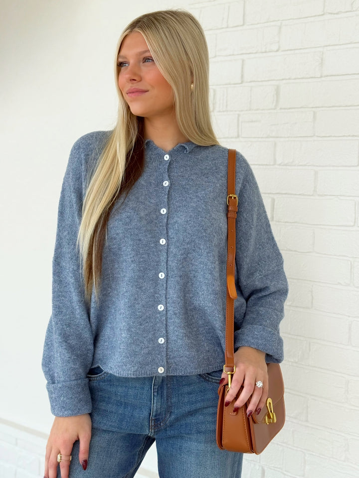 Purcell Cardigan- Dusty Blue