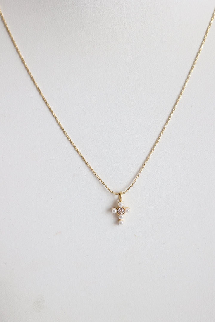 Gold Dipped Pearl Cross